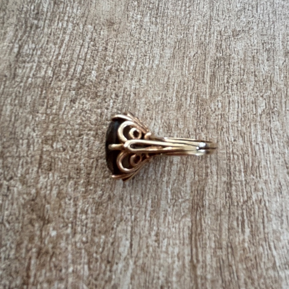 Smokey Topaz Vintage 10K Gold Statement Ring - Picture 6 of 10